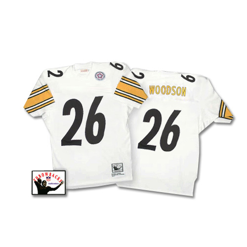 Men's Authentic Rod Woodson Mitchell and Ness Jersey White Road - #26 Throwback NFL Pittsburgh Steelers